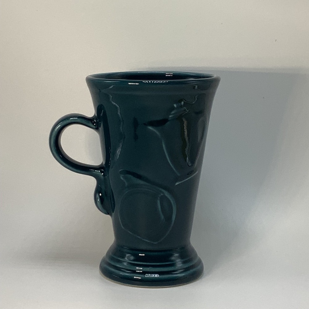 Fiesta Ware Juniper Pedestal Mug w/ Embossed Shapes Retired Homer Laughlin 6" - Picture 3 of 7